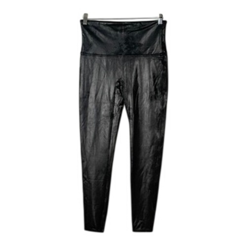 SPANX‎ Faux Leather Leggings Black High Waisted XL athleisure lounge whimsigoth